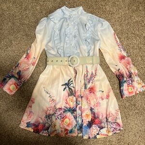 Floral Long Sleeve Dress with Belt
